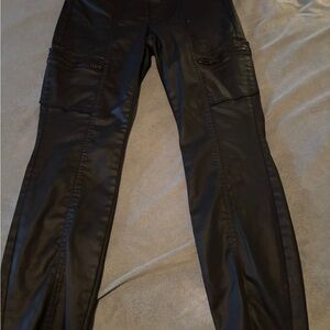 White House Black Market Women's Navy Treated-leather like finish Skinny Jeans